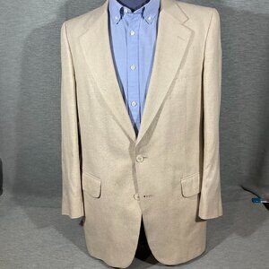 Men's Vintage Burberry White Silk Sports Jacket, Size 44L